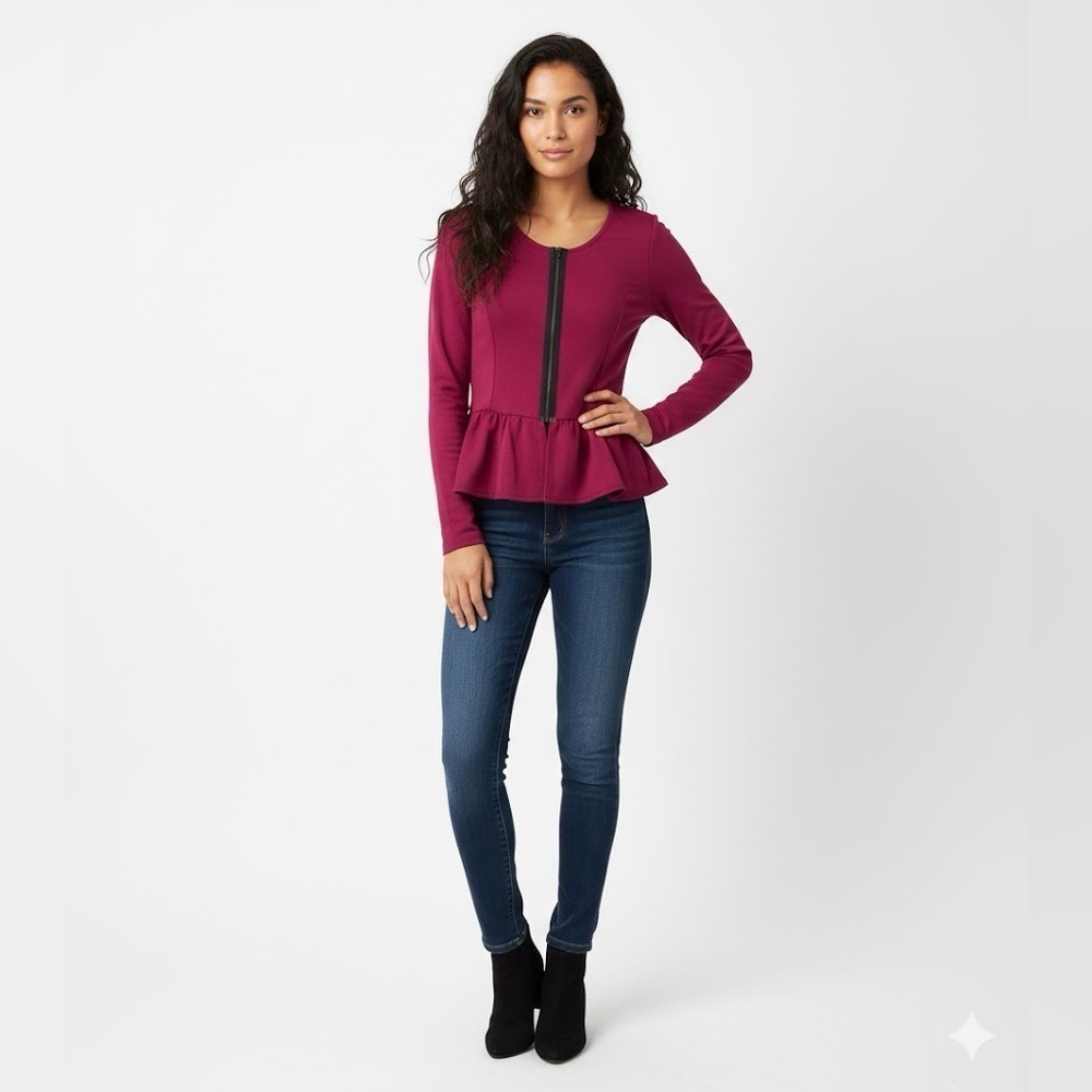 Living Doll Pink Peplum Long Sleeve Blouse